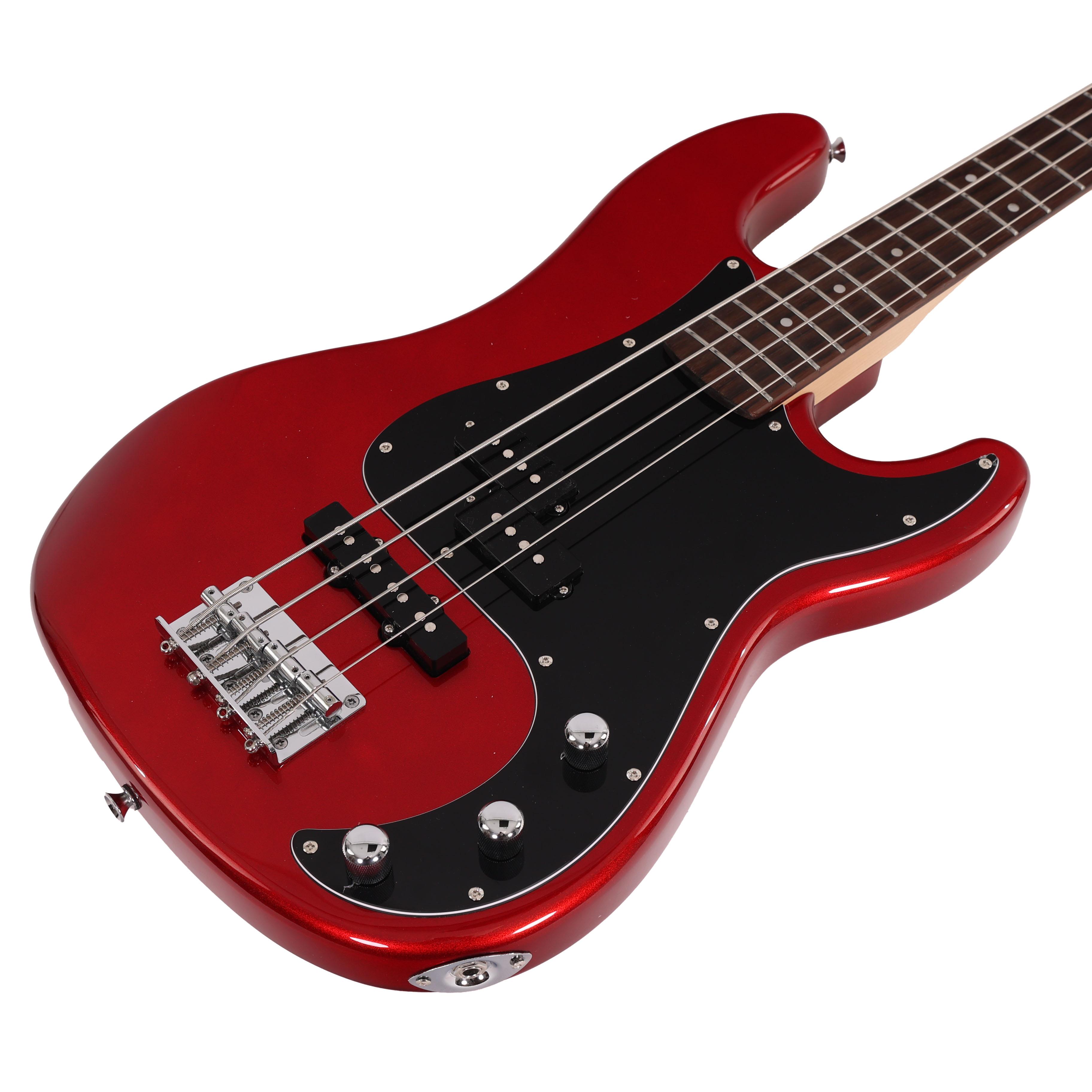 EastCoast PJ4 Electric Bass Guitar in Candy Apple Red with